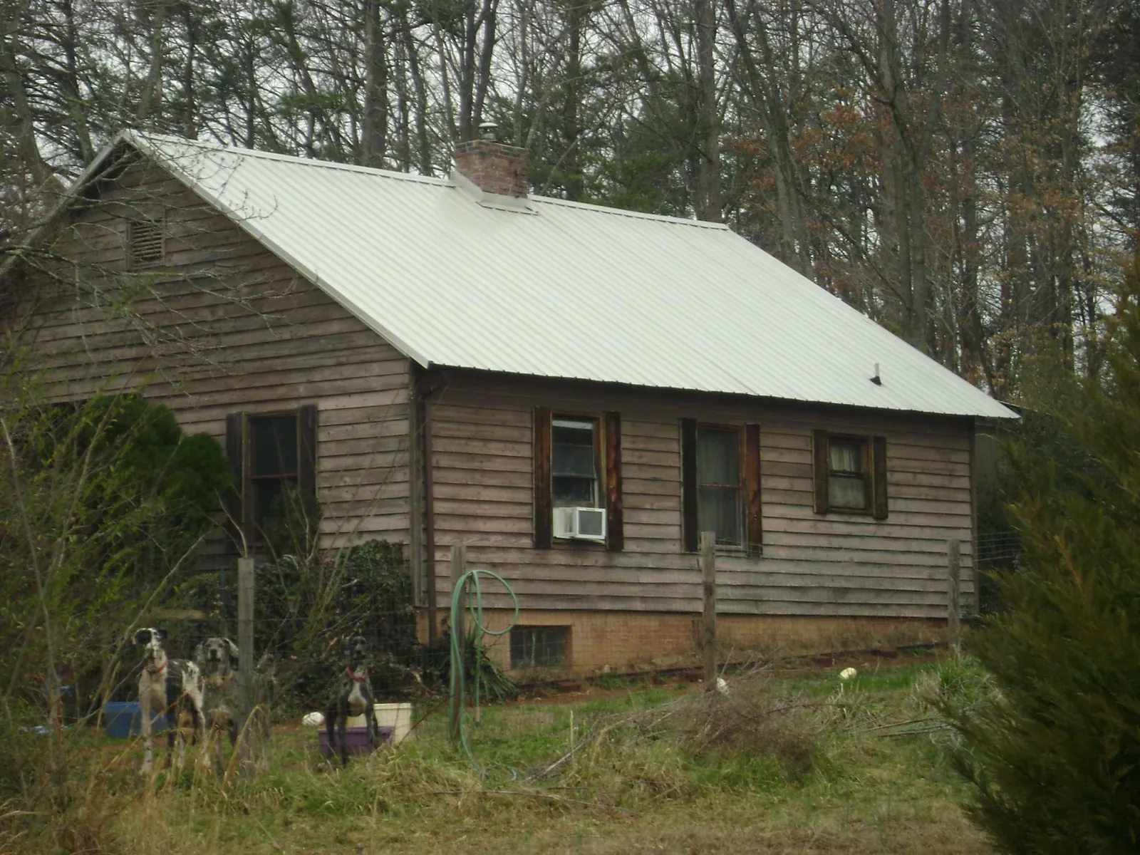 White metal roof on an old wood sided farmhouse, from a Asphalt Shingle Roof Repair job in Hurley